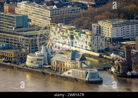 Luftansicht, Lanxess Arena Veranstaltungsort und Veranstaltungen, Stadthaus Deutz, Deutz, Köln, Rheinland, Nordrhein-Westfalen, Deutschland Stockfoto