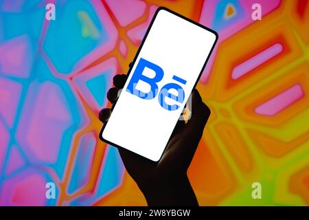 Brasilien. Dezember 2023. In dieser Abbildung wird das Behance Logo auf einem Smartphone-Bildschirm angezeigt. (Credit Image: © Rafael Henrique/SOPA Images via ZUMA Press Wire) NUR REDAKTIONELLE VERWENDUNG! Nicht für kommerzielle ZWECKE! Stockfoto