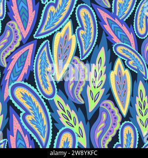 Farbenfrohes Paisley-Muster. Handgezeichnete Vektorgrafik. Stock Vektor