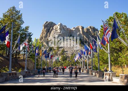 Mount Rushmore National Memorial , South Dakota, USA - September 30 2023: Eintritt zum Mount Rushmore Monument. Horizontal Stockfoto