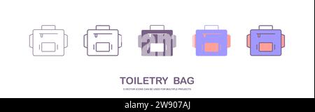 Kosmetiktasche Symbol, Reise-Kulturbeutel, Reißverschlusstasche mit abnehmbarem Handgelenkband, Vektorillustration Stock Vektor