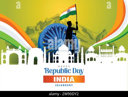 Happy republic Day Indien, 26. Januar Hintergrund. Abstraktes Vektor-Illustrationsdesign Stock Vektor