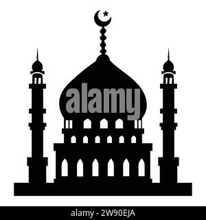 moschee Silhouette Set Vektor, Design für Ramadhan kareem Konzept, isoliert auf weißem Hintergrund Stock Vektor