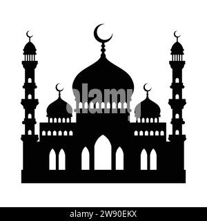 moschee Silhouette Set Vektor, Design für Ramadhan kareem Konzept, isoliert auf weißem Hintergrund Stock Vektor