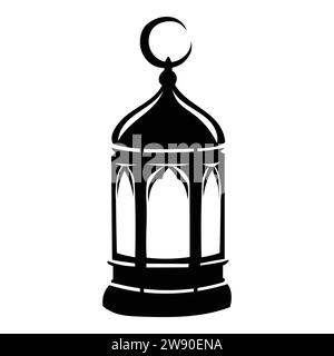 Schwarze ramadan-Laternen. Fanous Line Laterne, arabische Lampen Silhouetten Vintage ägyptische marokkanische dubai Ost Lampe für islamische Moschee oder arabisches Licht Stock Vektor