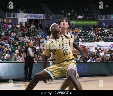 22. Dezember 2023: Georgia Tech Stürmer Kewacle Reeves Jr. (14) kämpft um den Rebound während des Hawaiian Airlines Diamond Head Classic Basketballspiels zwischen den Rainbow Warriors der University of Hawaii und Georgia Tech Yellow Jackets in der Sofi Arena im Stan Sheriff Center in Honolulu, Hawaii. Glenn Yoza/CSM Stockfoto