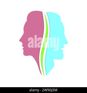 Silhouetten von Mann und Frau zusammen. Modernes Logo-Symbol. Vektorabbildung. Stock Vektor