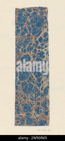 Ringwürbel-Marmor in blau und braun, anonym, 1700 - 1850 Marmor Papier Papier. Marmoriertes Papier mit Lackierung (Beschichtung) Stockfoto