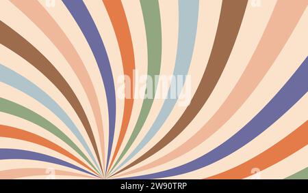Grooviger Hintergrund. Muster y2k. Retro-Twist-Textur. Trippy Circle Wave (Dreikreiswelle) Vintage Sonnenstrahlen in Pastellfarbe für Designdruck. Hippie-Wirbel. Wellenförmiger Style Stock Vektor