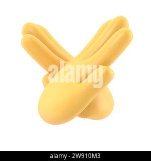 Geste gekreuzte Hände. Armkreuzende Abstoßungsausdrücke. Negatives Symbol. Stoppschild. Nein sagen Verteidigung oder Einschränkung. Flache 3D-Illustration. Stockfoto