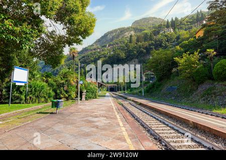 Blick auf die Plattformen von Varenna Esino Perledo Stockfoto