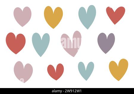 Bunte Herzen Clip Art Vektor Set isoliert. Stock Vektor