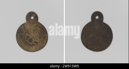 Arme Medaille der Blok Hinthammerstraat in 's-Hertogenbosch, Medaille mit Nein 21, Anonym, 1774 Identifikationsmedaille Messing ovale Medaille zum Tragen. Vorderseite: Beschriftung. Rückseite: Beschriftung Bosch Messing (Legierung) Gravur Hinthammerstraat (den Bosch) Stockfoto