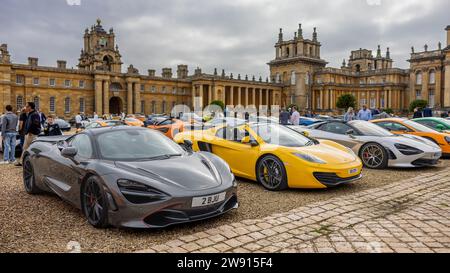 Sammlung von Supersportwagen auf dem Salon Privé Concours d’Elégance im Schloss Blenheim. Stockfoto