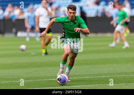 Sydney, Australien. Dezember 2023. Noah Botić von Western United wärmt sich vor dem A-League Men Rd9 Spiel zwischen Sydney FC und Western United am 23. Dezember 2023 im Allianz Stadium in Sydney auf Stockfoto