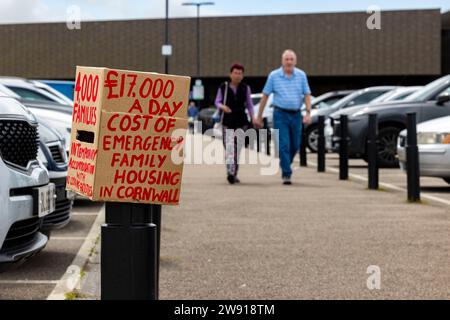 Wohnungsprotest in Hayle, Cornwall, gegen Second Homes Air BNBs Stockfoto