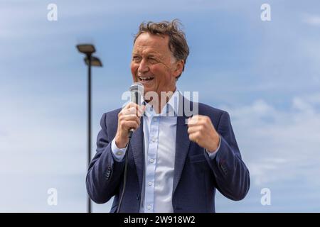 Wohnungsprotest in Hayle, Cornwall, gegen Second Homes Air BNBs Stockfoto