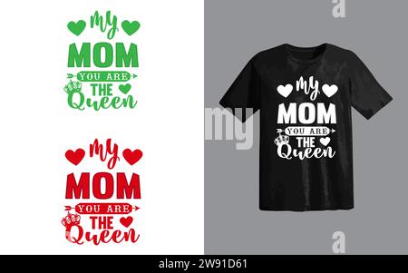 Schöne Mama oder stolze Mutter und Happy Mother's Day T-Shirt-Druckvorlage, Typografie-Design für Muttertag, Mutterleben, Mutterboss, Frauentag. Stock Vektor