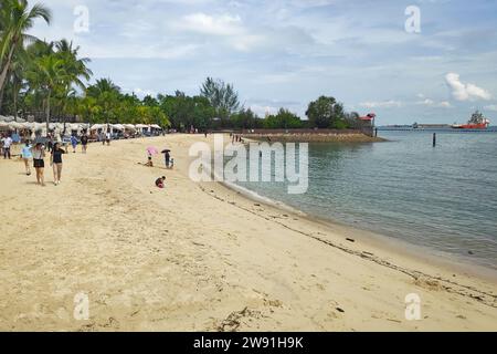 Sentosa, Singapur - 09. September 2018: Siloso Beach ist einer der Strände auf der Insel Sentosa. Stockfoto