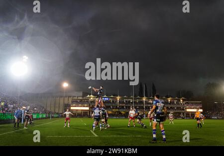 Bath gewinnt während des Gallagher Premiership Matches im Recreation Ground, Bath. Bilddatum: Samstag, 23. Dezember 2023. Stockfoto