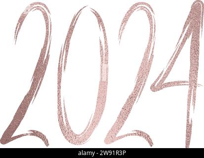 2024er Roségold-Schriftzug mit transparentem Hintergrund Stock Vektor