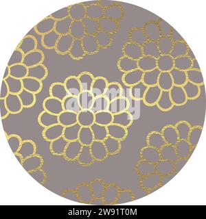goldener, kaffeebarer Kreis mit Blumenmuster Stock Vektor