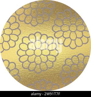 goldener, kaffeebarer Kreis mit Blumenmuster Stock Vektor