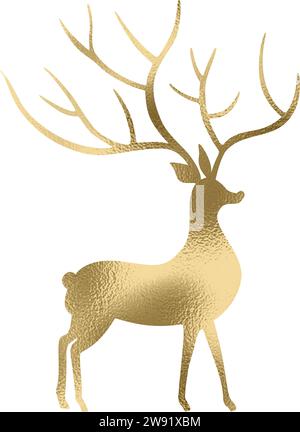 Rentiere, Elche, Hirsche in Gold mit transparentem Hintergrund Stock Vektor