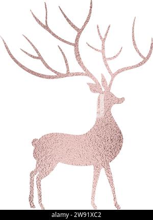 Rentiere, Elche, Hirsche in Roségold mit transparentem Hintergrund Stock Vektor