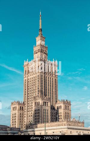 Polen, Mazowieckie, Warschau, Äußere des Kultur- und Wissenschaftspalastes Stockfoto