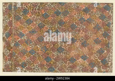 MT MT Blumen und Früchte, Anonym, 1750 - 1820 Brokatpapier Blattgröße Blumen und Früchte. Möglicherweise als Abdeckung verwendet. Papier. Lack-(Beschichtungs-)Reliefdruckornamente aus Pflanzenformen Stockfoto