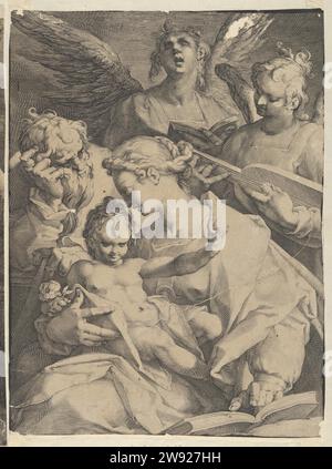 Holy Family and Two Music-making Angels 1953 von Jan Muller Stockfoto