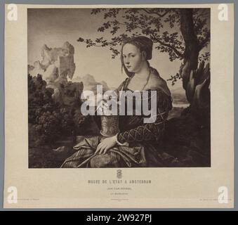 Fotoproduktion des Gemäldes Maria Magdalena von Jan van Scorel, Coll. Rijksmuseum, Adolphe Braun & Cie., 1889 Fotografie Staatliches Museum in Amsterdam / Jan Van Scorel / La Madeleine Papier. Bild aus Pappe, Bild von Amsterdam. Rijksmuseum Amsterdam Stockfoto