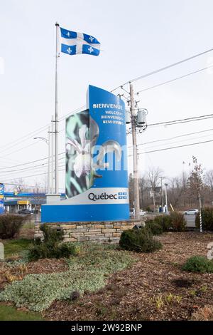 Willkommen in der Provinz Quebec in Grenville, Quebec, Kanada Stockfoto