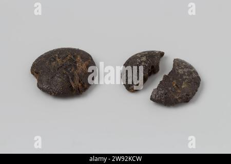 Knopf aus dem Wrack von Vliegend Hart der Ostindianer, 1700 - 1735 Knopf ein oder zwei Knoten Holz. Middelburger Holz (Pflanzenmaterial) Stockfoto