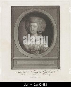 Porträt von Augusta Maria Carolina van Nassau -Weilburg, Benjamin Samuel Bolomey, 1780 - 1819 Druck Porträt von Augusta Maria Carolina in einem Oval. Am unteren Rand ihres Namens und ihrer Titel. Die Haager Papierätzung Stockfoto