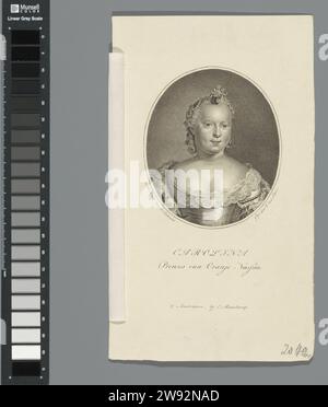 Porträt von Carolina, Prinzessin von Oranje-Nassau, Willem van Senus, nach Hendrik Pothoven, 1787–1834 Druck Porträt von Carolina in einem Oval. Am unteren Rand ihres Namens und ihres Titels. Druckerei: Nordhollandspublisher: Amsterdam Papiergravur / Ätzung Stockfoto