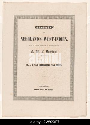 Gezigten aus Neerlands West-Indien, Gerard Voorduin, 1860–1862 drucken lose Blattbleche, bestehend aus vier separaten Ordnern mit identischen Umschlägen. Ordner 1: Titelseite und sechs Textmagazine mit Einführung und Beschreibung der I-XVIII-Platten. Ordner 2: Karte und die Platten I-VIII über Suriname. Ordner 3: Karte und Schilder IX-XVIII über den Antillen. Ordner 4: Leer, nur das Cover. Das ganze in einem leeren Pappmappe mit Leinenrücken und grünen Bändern. Zeichner: Amsterdamprint Maker: Netherlandsprinter: UtrechtVerlag: Amsterdam Paper Suriname. Niederländische Antillen Stockfoto