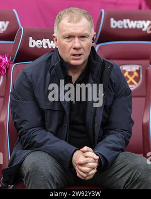 London, Großbritannien. Dezember 2023. Paul Scholes während des Premier League-Spiels West Ham United gegen Manchester United im London Stadium, London, Vereinigtes Königreich. Dezember 2023. (Foto: Mark Cosgrove/News Images) Credit: News Images LTD/Alamy Live News Stockfoto