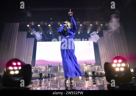 NEJ aka Nej (Nejoua Laamri) Konzert à Paris Bercy ACCOR Arena Stockfoto