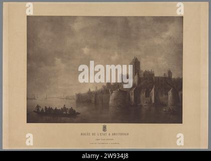 Fotoproduktion eines Gemäldes von Jan van Goyen, 'Het Valkhof in Nijmegen' SK-A-122, (Coll. Rijksmuseum), Adolphe Braun & Cie., 1880-1900 Photographiepapier. Unterstützung für Fotos. Carbon-Druck aus Karton Stockfoto