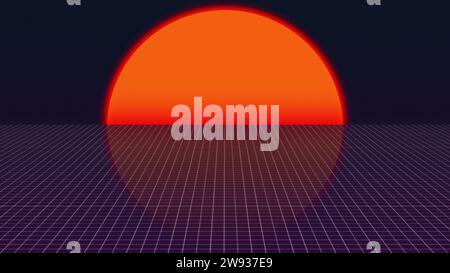 Retro-Hintergrund mit Sonne. Computergeneriertes 3D-Rendering Stockfoto