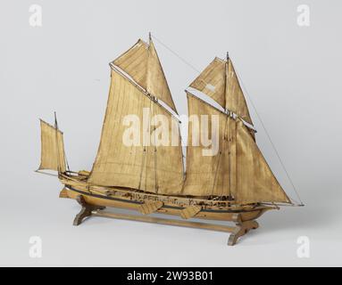 Modell Einer Kriegsgalerie, Jochem Pietersz. Asmus, ca. 1800 - ca. 1807 Schiffsmodell. Komplett gesteuertes Modell Timing mit einer Flachbodenpistole mit Segeln und achtundzwanzig ruderstern, serienmäßig. Das Schiff hat ein Deck plus einen erhöhten Haufen mit einem zerstörten für Waffen. Die Galjoen ist sehr niedrig und es gibt eine schwere Kanone im Bug. Vier kleine Stücke an den Seiten. Flacher Spiegel, Höhle wulf, kleiner geschlossener Zaun; breites Ruder mit Deichsel, das unter dem Schlitten der Geschütze segelt. Die Zeeg erhebt sich zu beiden Enden, ein Bergwald, das Schiff hat vier Schwerter. Die Ruderkeime zielen außerhalb des Geländes. Das Bohrfahrzeug ist ein t Stockfoto