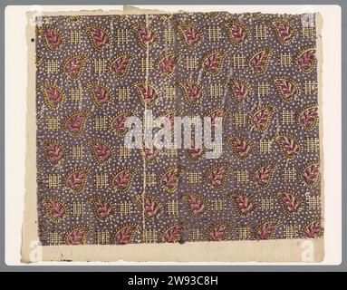 Blatt mit abwechselnd spreizendem Muster Blatt- und Blockmotiv in Punkten, anonym, 1750 - 1900 Blatt mit abwechselnd spreizendem Muster von Blatt- und Blockmotiv in Punkten. Papier. Lack-(Beschichtung-)Blockdruck-(Reliefdruckverfahren)-Ornamente aus Pflanzenformen Stockfoto