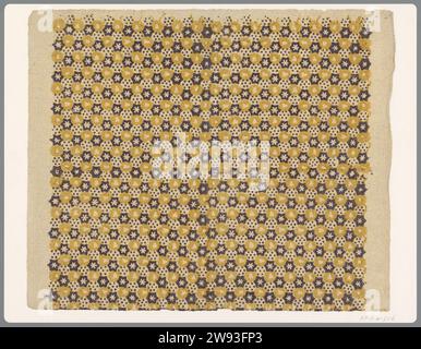 Blatt mit abwechselnd ausbreitendem Muster von Blumen und Punkten, anonym, 1750 - 1950 Papier. Lack (Beschichtung) Blockdruck (Reliefdruckverfahren) / Lackierverzierungen aus Pflanzenformen Stockfoto