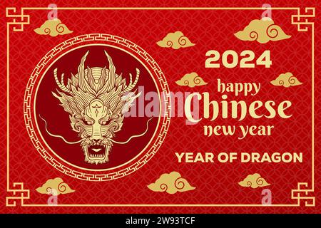 Happy chinese New Year 2024 Hintergrund Illustration Stock Vektor
