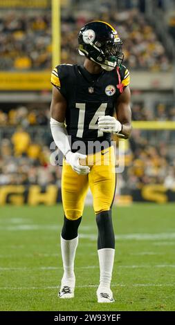 Dezember 2023, blank, blank, USA: 23. Dezember, 2023: George Pickens #14 beim Spiel Pittsburgh Steelers gegen Cincinnati Bengals in Pittsburgh PA im Acrisure Stadium. Brook Ward/AMG (Credit Image: © AMG/AMG Via ZUMA Press Wire) NUR REDAKTIONELLE VERWENDUNG! Nicht für kommerzielle ZWECKE! Stockfoto