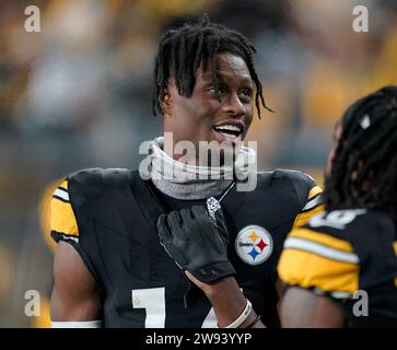 Dezember 2023, blank, blank, USA: 23. Dezember, 2023: George Pickens #14 beim Spiel Pittsburgh Steelers gegen Cincinnati Bengals in Pittsburgh PA im Acrisure Stadium. Brook Ward/AMG (Credit Image: © AMG/AMG Via ZUMA Press Wire) NUR REDAKTIONELLE VERWENDUNG! Nicht für kommerzielle ZWECKE! Stockfoto