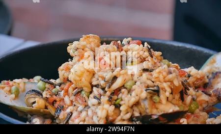 Paella Meeresfrüchte Platte, Spanien Stockfoto