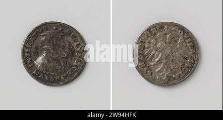 Karl V., deutscher Keizer, Anonym, 1537 Live-Silbermedaille. Vorne: Bruststück Mann innen Wechsel. Rückseite: Gekrönter zweiköpfiger Adler innen Abdeckung Silber (Metall) auffällig (Metallbearbeitung) Stockfoto